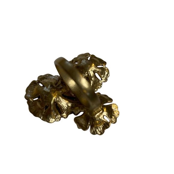 Size 8.5 Goldtone Statement Cluster Floral Ring 35mm - Picture 7 of 11